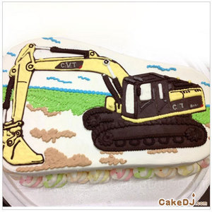 挖土機造型平面蛋糕