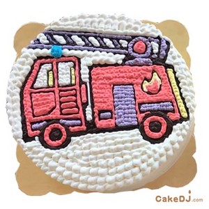 消防車平面手繪造型蛋糕